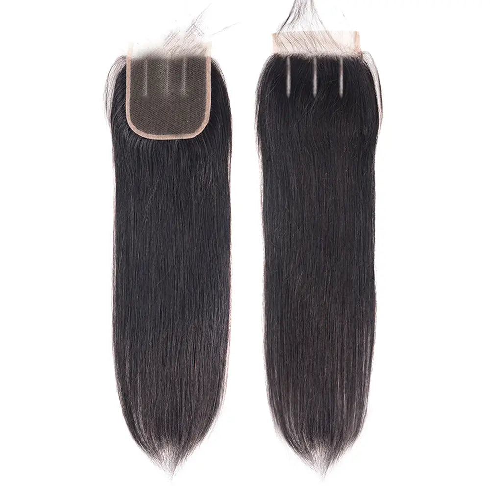 3 Bundle Deals With 4*4 Closure Straight RAW Human Hair Natural Black StylzPlusBeautyandHairConcepts