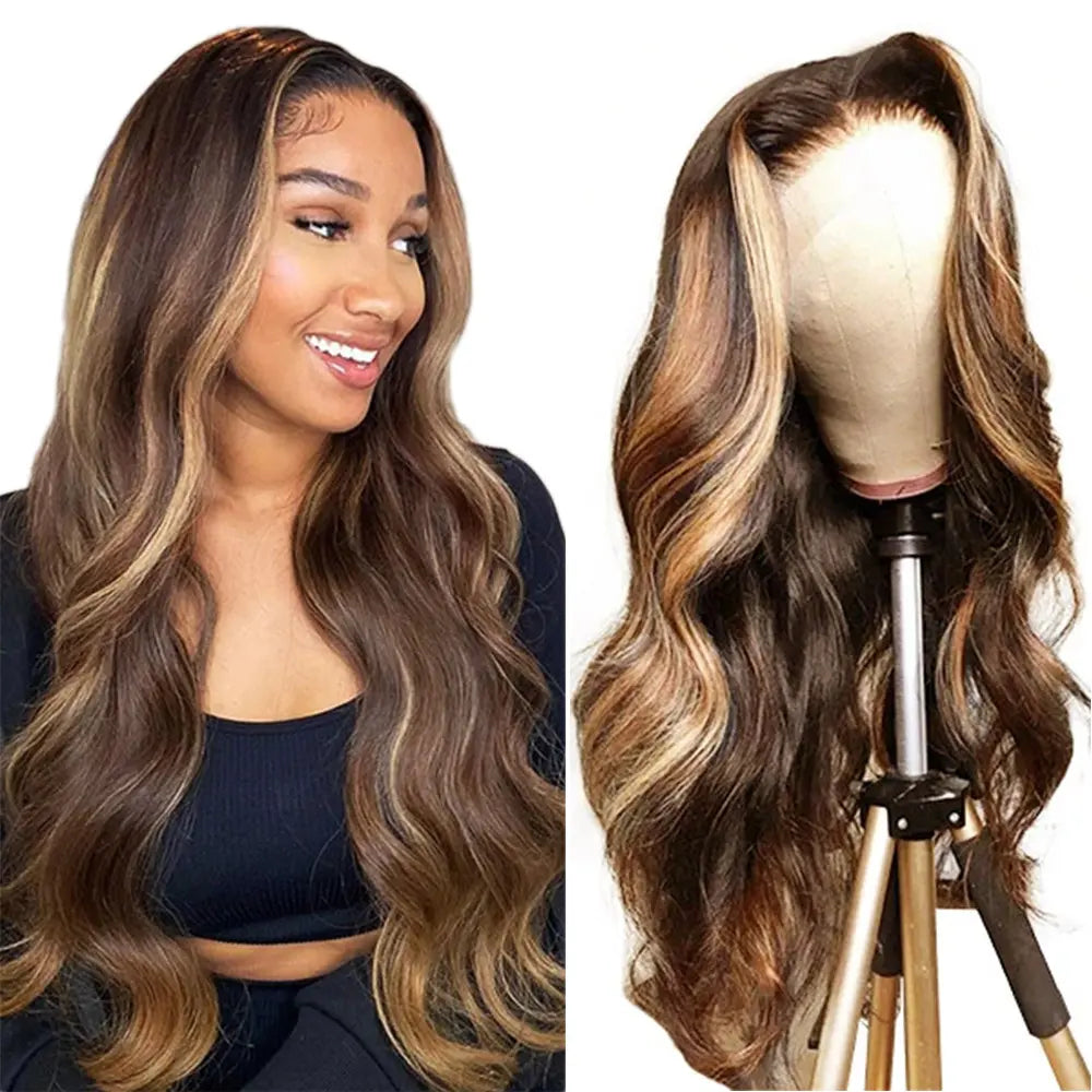 #4/27  Highlight Honey Blonde 13x4  HD Frontal Lace Wig Body Wave Color WIG StylzPlusBeautyandHairConcepts