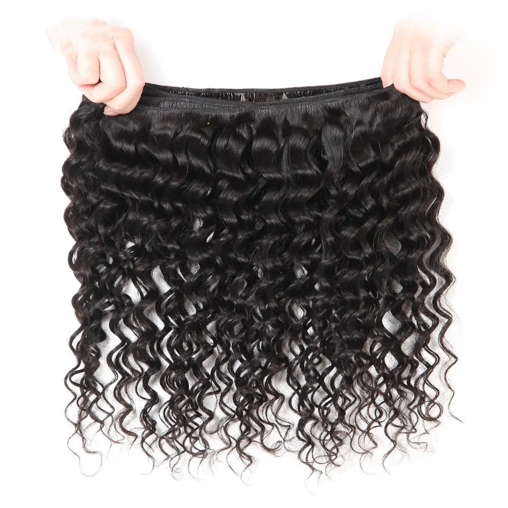 3 Bundle Deals With 4*4  Closure Deep Wave Raw Human Hair Natural Black StylzPlusBeautyandHairConcepts