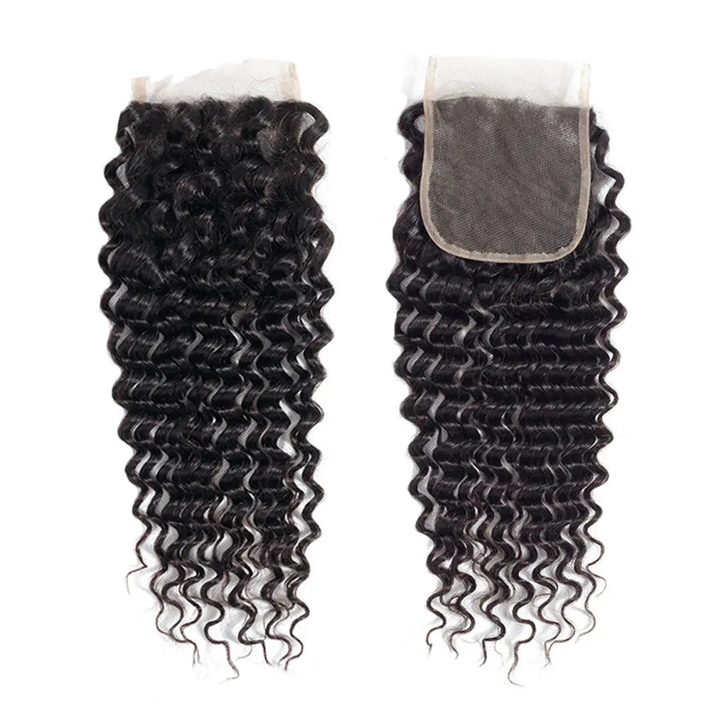 3 Bundle Deals With 4*4 Closure Kinky Curly Raw Human Hair Natural Black StylzPlusBeautyandHairConcepts