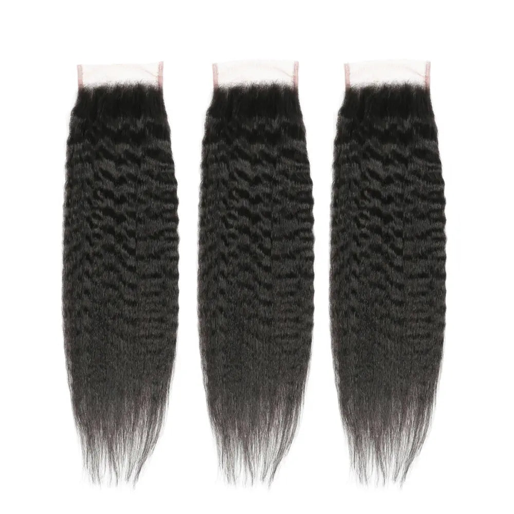 3 Bundle Deals With 4*4 Closure Kinky Straight Raw Human Hair Natural Black StylzPlusBeautyandHairConcepts