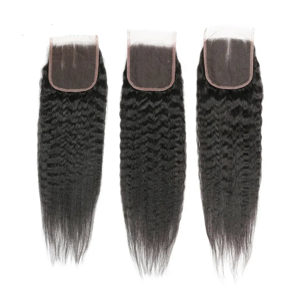 3 Bundle Deals With 4*4 Closure Kinky Straight Raw Human Hair Natural Black StylzPlusBeautyandHairConcepts