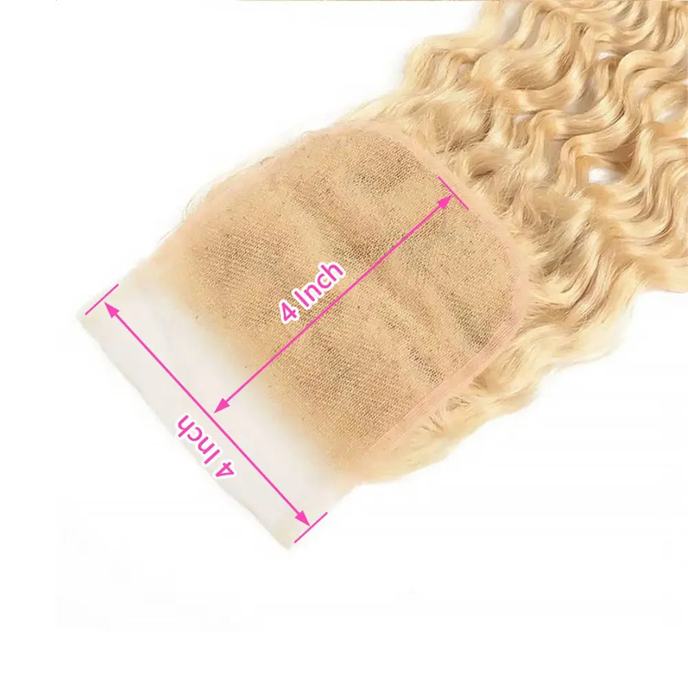 #613 Deep Wave 4x4 Human Hair Blonde Closure StylzPlusBeautyandHairConcepts