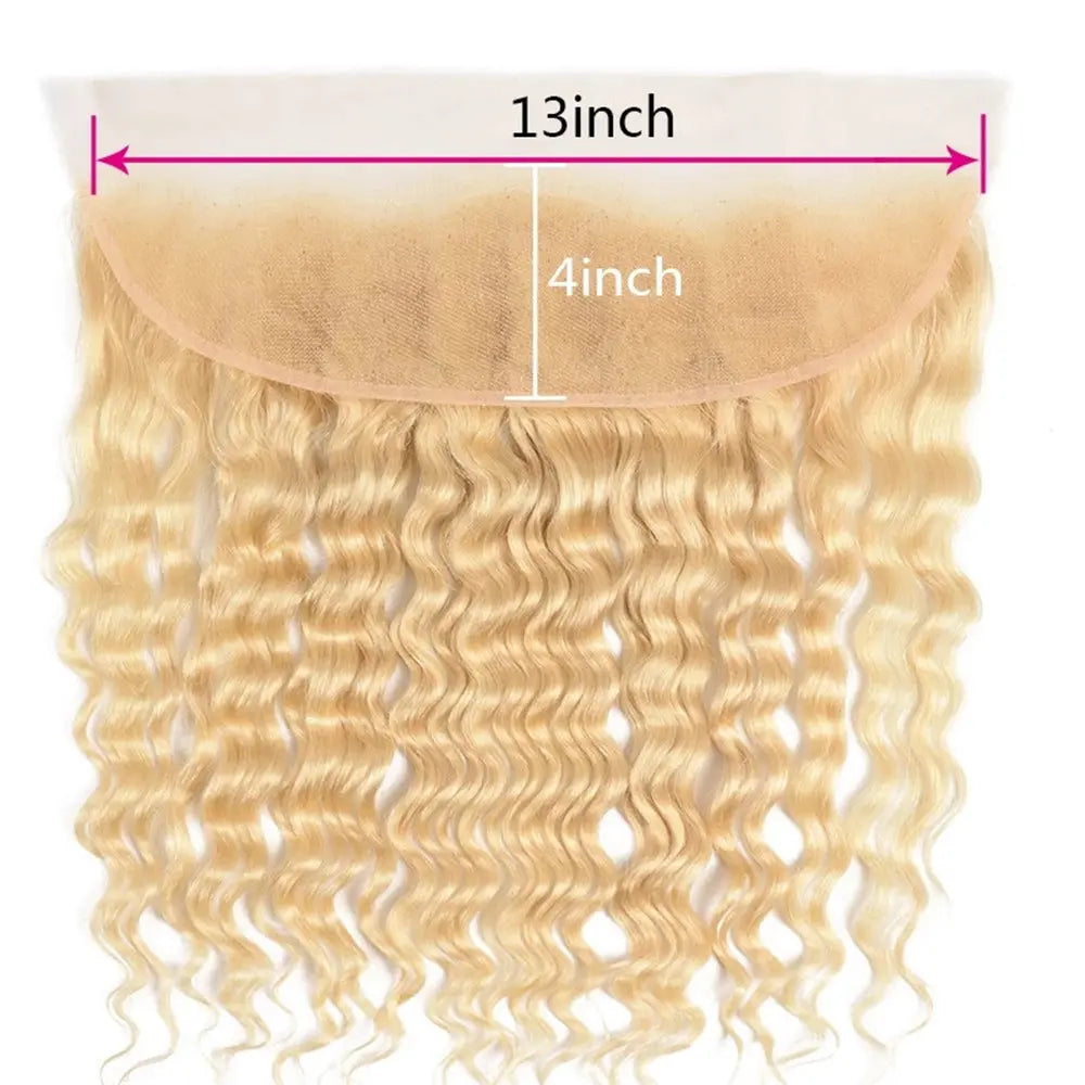 #613 Deep Wave 13x4 Human Hair Blonde Frontal StylzPlusBeautyandHairConcepts