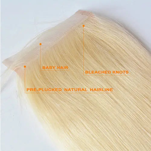 #613 Straight 4x4 Human Hair Blonde Closure StylzPlusBeautyandHairConcepts