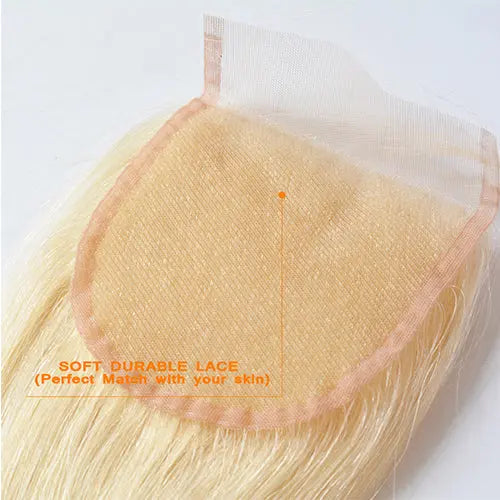#613 Straight 4x4 Human Hair Blonde Closure StylzPlusBeautyandHairConcepts