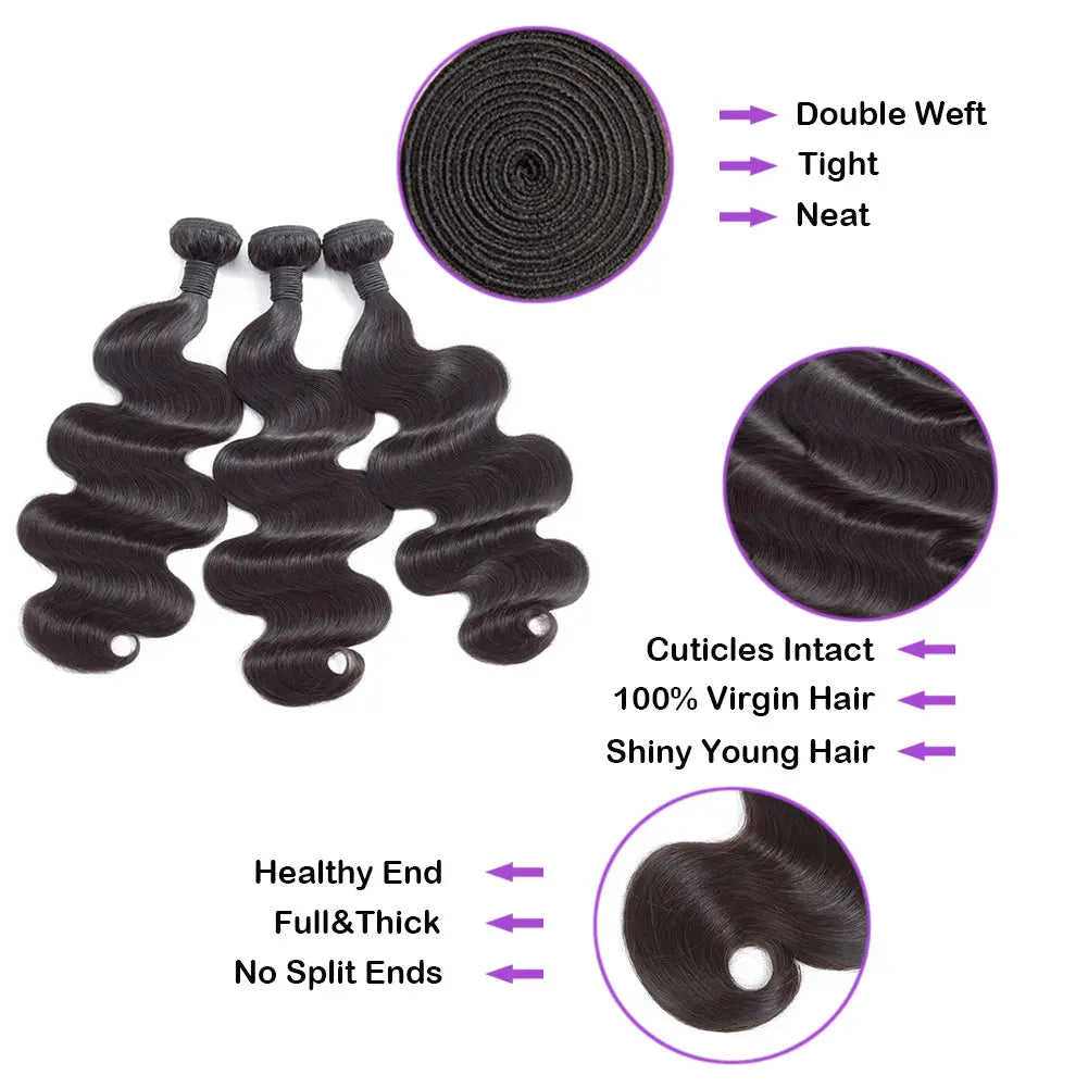 Body Wave Virgin Human Hair Natural Black Bundles(100 grams) StylzPlusBeautyandHairConcepts