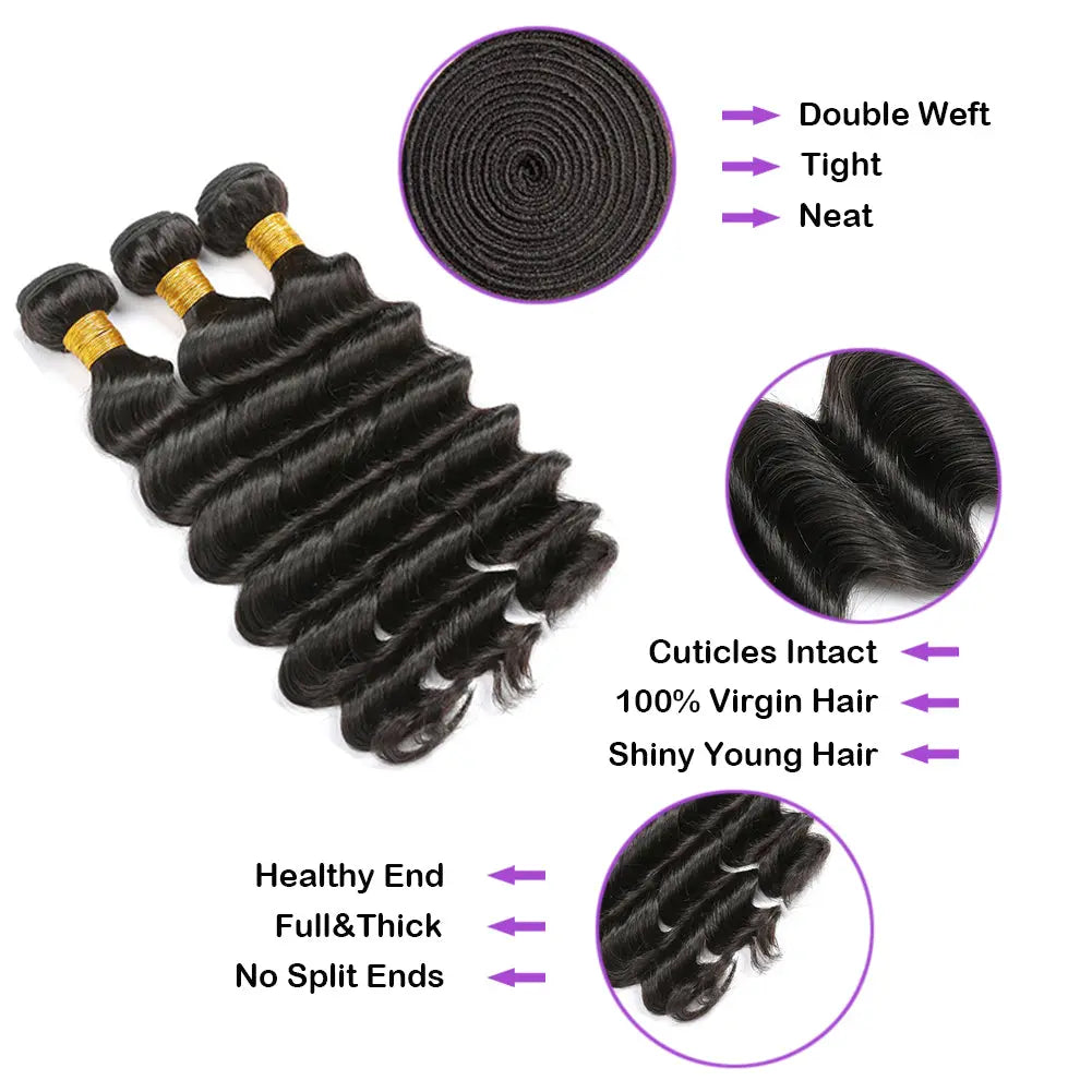 Deep Wave Raw Human Hair Natural Black Bundles (100 grams) StylzPlusBeautyandHairConcepts