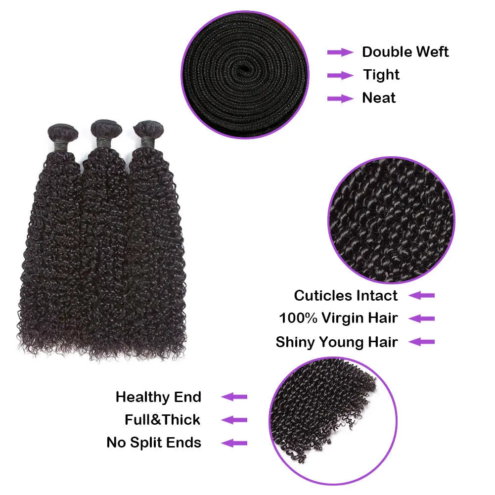 3 Bundle Deals Kinky Curly Raw Human Hair Natural Black StylzPlusBeautyandHairConcepts