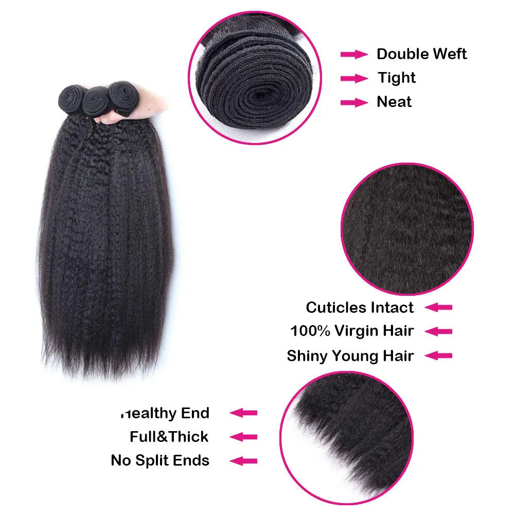 Kinky Straight Virgin Human Hair Natural Black Bundles (100 grams) StylzPlusBeautyandHairConcepts