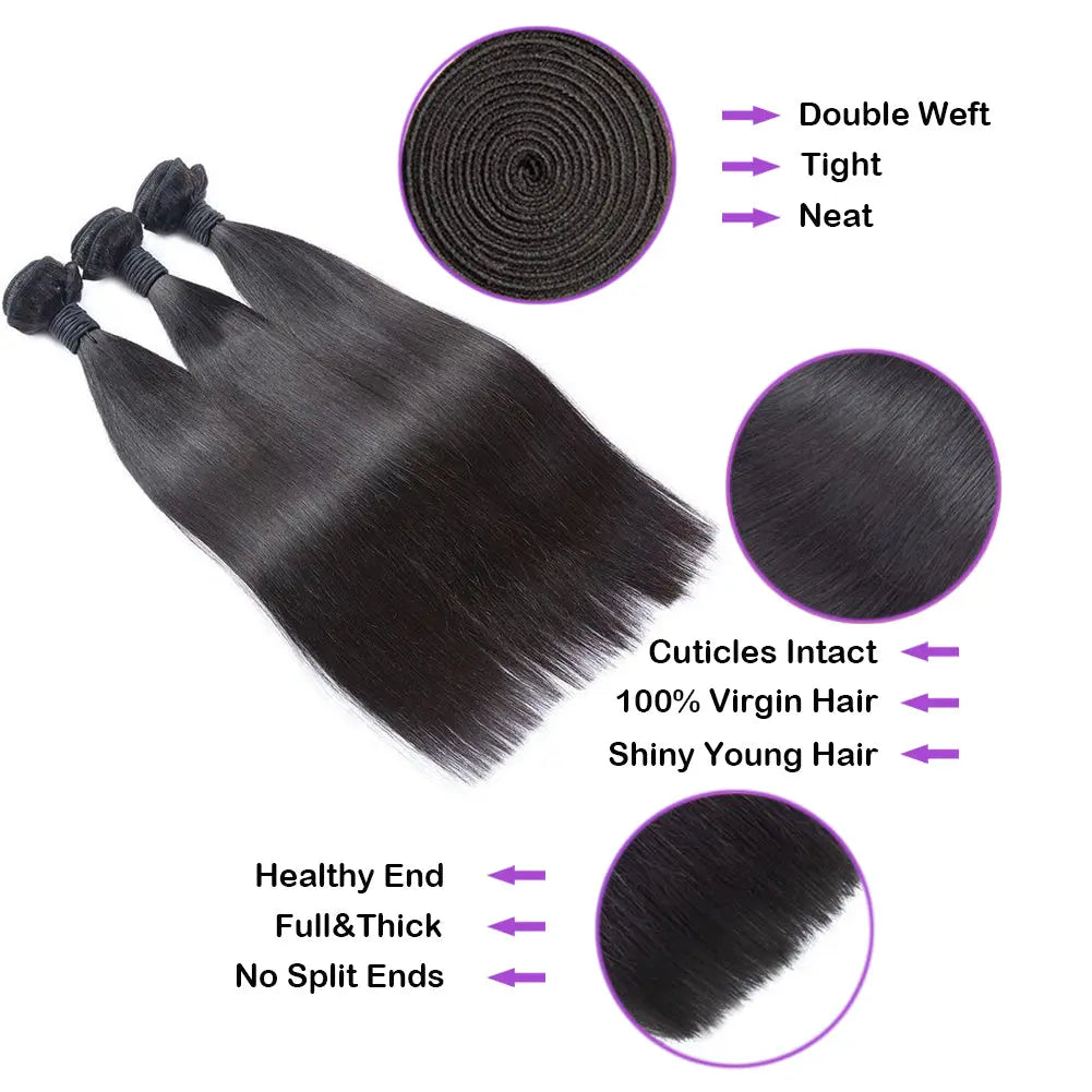 Straight Virgin Human Hair Natural Black Bundles (100 grams) StylzPlusBeautyandHairConcepts