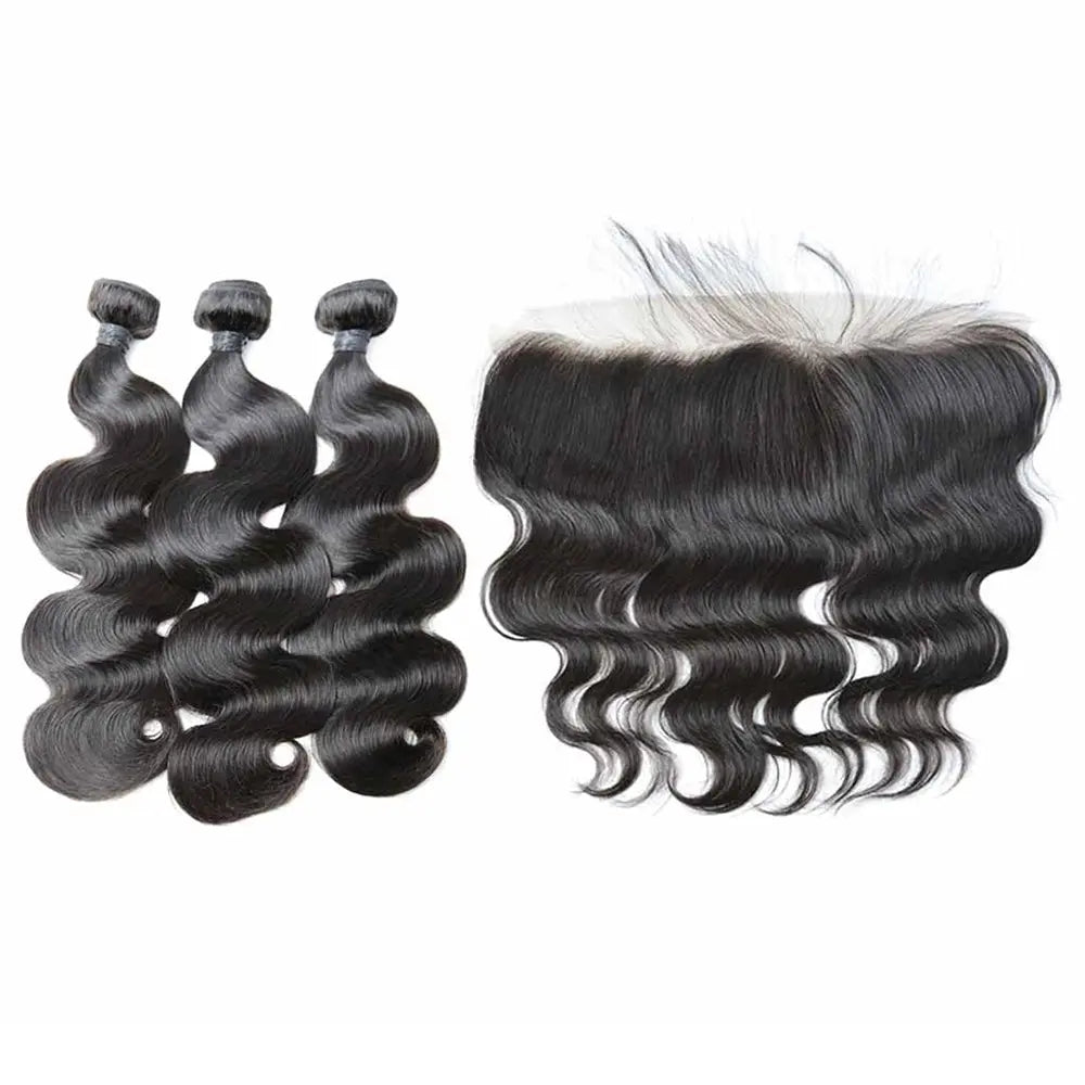 3 Bundle Deals With 13*4 Frontal Body Wave Raw Human Hair Natural Black StylzPlusBeautyandHairConcepts