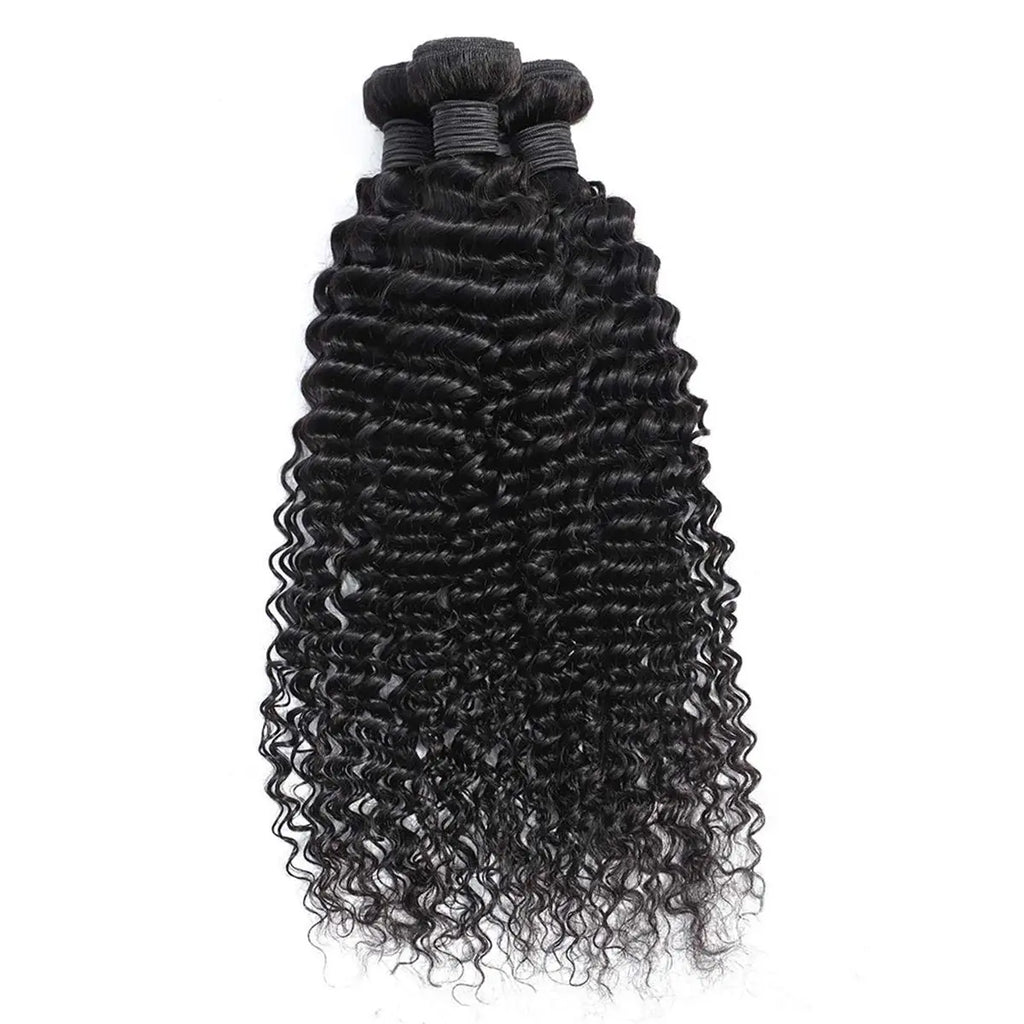 3 Bundle Deals With 13*4 Frontal Deep Curly Raw Human Hair Natural Black StylzPlusBeautyandHairConcepts