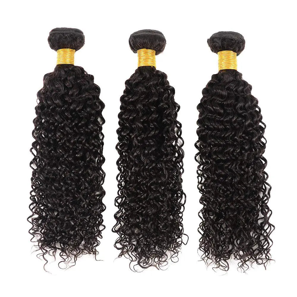 3 Bundle Deals With 13*4 Frontal Kinky Curly Human Hair Natural Black StylzPlusBeautyandHairConcepts