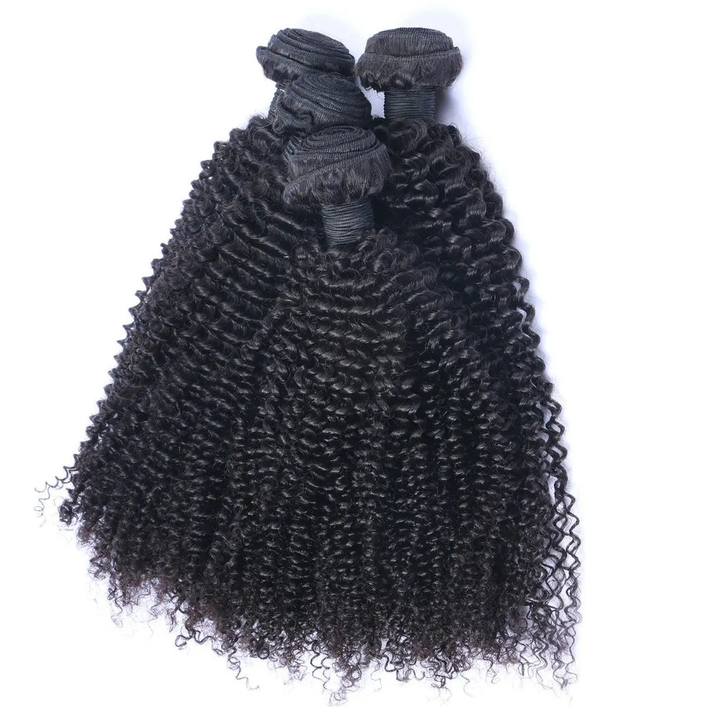 3 Bundle Deals With 13*4 Frontal Kinky Curly Human Hair Natural Black StylzPlusBeautyandHairConcepts