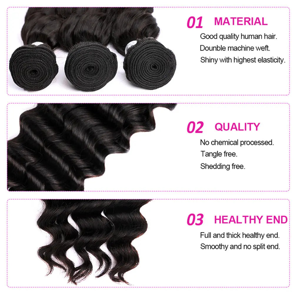 Loose Deep Curly Raw Human Hair Natural Black Bundles (100 grams) StylzPlusBeautyandHairConcepts