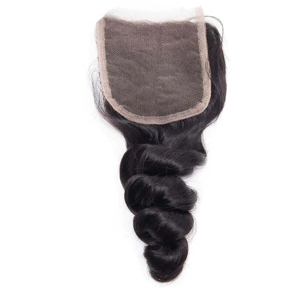 3 Bundle Deals With 4*4  Closure Loose Wave Raw Human Hair Natural Black StylzPlusBeautyandHairConcepts