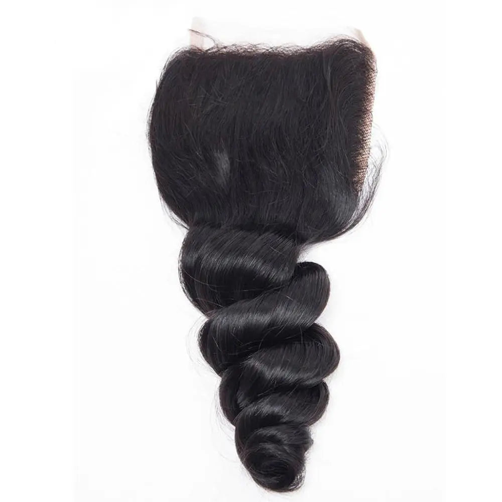 3 Bundle Deals With 4*4  Closure Loose Wave Raw Human Hair Natural Black StylzPlusBeautyandHairConcepts