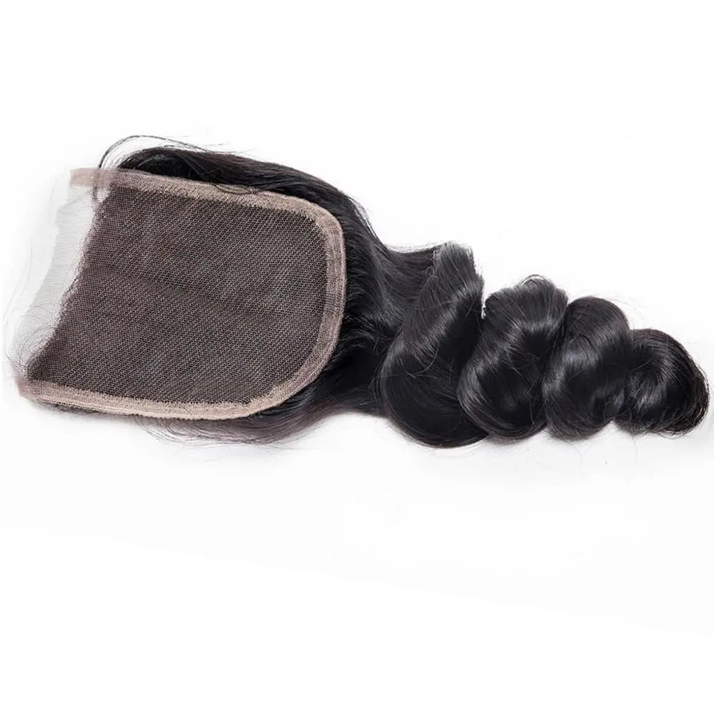 3 Bundle Deals With 4*4  Closure Loose Wave Raw Human Hair Natural Black StylzPlusBeautyandHairConcepts