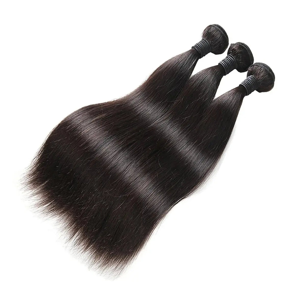 3 Bundle Deals With 13*4 Frontal Straight Raw Human Hair Natural Black StylzPlusBeautyandHairConcepts